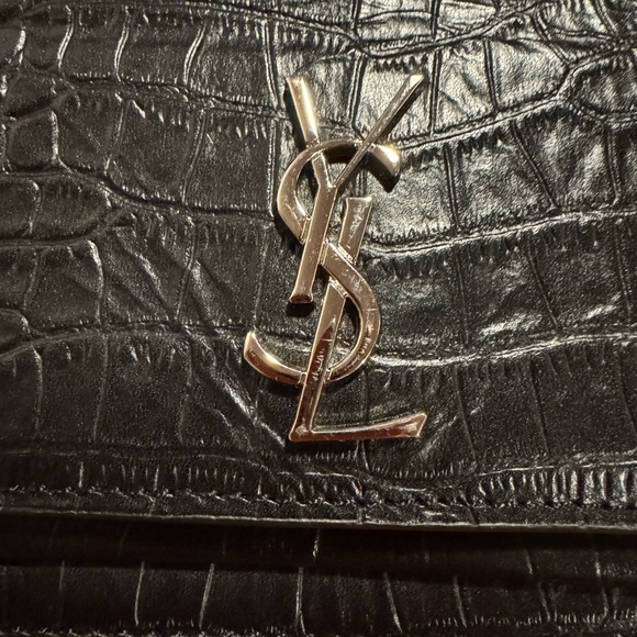 Black Croc-Embossed Chain Bag - Picture 2 of 7